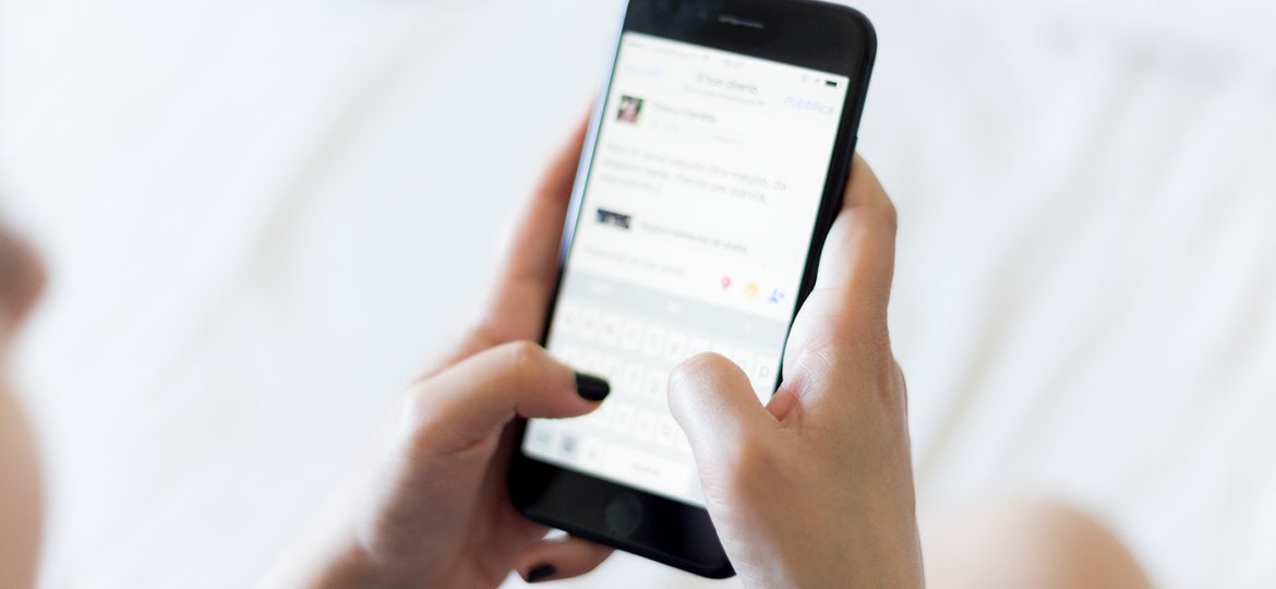 Close up of hands on phone